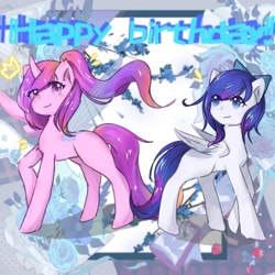 Size: 1080x1080 | Tagged: safe, artist:purplepony, derpibooru import, oc, oc only, pony, duo, duo female, female