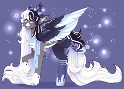 Size: 3239x2313 | Tagged: safe, artist:oxie-scarlet, derpibooru import, oc, oc only, oc:oreo cream, pegasus, pony, clothes, colored wings, female, mare, scarf, socka, solo, tongue, tongue out, two toned wings, wings