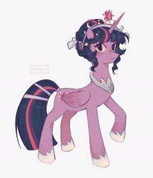 Size: 1441x1668 | Tagged: safe, artist:ywraa, derpibooru import, twilight sparkle, twilight sparkle (alicorn), alicorn, pony, female, mare, raised hoof, raised leg, remake, simple background, slender, solo, thin, white background