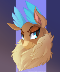 Size: 2500x3000 | Tagged: safe, artist:thenornonthego, derpibooru import, velvet reindeer, deer, reindeer, them's fightin' herds, bust, community related, female, gradient background, high res, portrait, smiling, solo