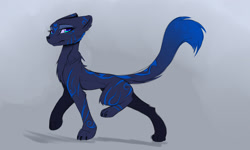 Size: 1600x957 | Tagged: safe, artist:magnaluna, derpibooru import, princess luna, cat, g4, catified, coat markings, concave belly, female, gradient tail, long tail, princess mewna, raised foreleg, raised leg, slender, slit eyes, solo, species swap, sternocleidomastoid, tail, thin