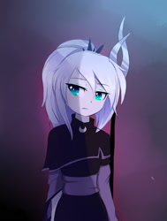 Size: 1600x2121 | Tagged: safe, artist:magnaluna, derpibooru import, princess luna, human, g4, clothes, female, humanized, looking away, pony coloring, solo, staff, white-haired luna