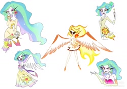 Size: 2038x1440 | Tagged: safe, artist:ice-14, derpibooru import, daybreaker, princess celestia, anthro, demon, g4, demonized, hazbin hotel, hellaverse, red little book source, simple background, solo, white background