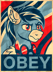 Size: 1984x2646 | Tagged: safe, artist:helmie-art, derpibooru import, oc, oc only, oc:lightning flare, pegasus, abstract background, hope poster, poster, propaganda, propaganda poster, shadowbolts, solo