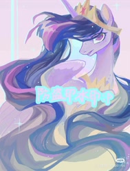 Size: 1042x1378 | Tagged: safe, artist:shiqiuzhu, derpibooru import, princess twilight 2.0, twilight sparkle, twilight sparkle (alicorn), alicorn, g4, crown, jewelry, long mane, older, older twilight, older twilight sparkle (alicorn), peytral, red little book source, regalia, slender, solo, thin