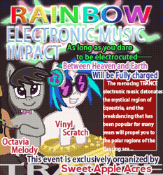 Size: 280x300 | Tagged: safe, artist:alumina nitride, derpibooru import, edit, dj pon-3, octavia melody, vinyl scratch, g4, cello, digital art, duo, duo female, female, headphones, meme, music, musical instrument, pixel art, pixel-crisp art, text, trance, vinyl's headphones