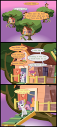 Size: 2048x4556 | Tagged: safe, artist:gm-scoots, derpibooru import, scootaloo, sweetie belle, clubhouse, collaboration:crusade crisis, comic, crusaders clubhouse, duo, duo female, female, implied apple bloom, tree