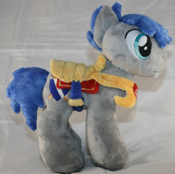 Size: 2356x2340 | Tagged: safe, artist:bastler, derpibooru import, oc, oc only, oc:wachmann, earth pony, armor, earth pony oc, galacon, guard, irl, male, mascot, photo, plushie, solo, stallion