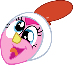 Size: 1000x887 | Tagged: safe, artist:kopachris, derpibooru import, pinkie pie, pony, g4, luna eclipsed, animal costume, chicken pie, chicken suit, clothes, costume, head only, nightmare night costume, simple background, transparent background, vector