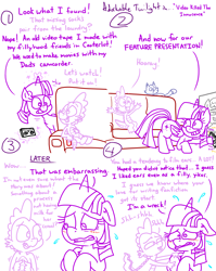 Size: 4779x6013 | Tagged: safe, artist:adorkabletwilightandfriends, derpibooru import, spike, twilight sparkle, twilight sparkle (alicorn), oc, oc:pinenut, alicorn, cat, dragon, pony, comic:adorkable twilight and friends, adorkable, adorkable twilight, bend over, bending, bent over, blushing, comic, consoling, cute, discovery, dork, drink, embarrassed, face down ass up, fetish, funny, happy, humor, kink, looking at each other, looking at someone, looking back, magic, pushing, sitting, slice of life, smiling, smiling at each other, sofa, tape, television, vhs