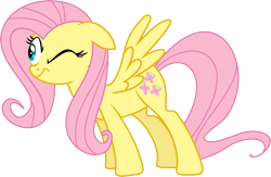 Size: 6418x4195 | Tagged: safe, artist:jimithestache, derpibooru import, fluttershy, pegasus, pony, g4, stare master, female, mare, one eye closed, simple background, solo, transparent background, vector