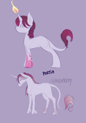 Size: 828x1177 | Tagged: safe, artist:midnightpremiere, derpibooru import, oc, oc only, oc:portia, classical unicorn, unicorn, cloven hooves, horn, leonine tail, reference, solo, unshorn fetlocks