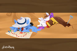 Size: 1024x683 | Tagged: safe, derpibooru import, oc, oc only, oc:blank canvas, oc:nick confalone, pegasus, pony, announcement, bronycon, bronycon 2018, buried treasure, covered wagon, cowboy hat, crayon, crossed legs, drawing, eyes closed, facial hair, hat, moustache, nick confalone, pointy ponies, ponytail, shadow, shawl, shovel, sigh, treasure, treasure chest, treasure hunting, treasure map, writing