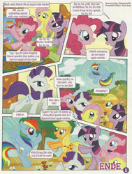 Size: 796x1055 | Tagged: safe, derpibooru import, applejack, fluttershy, pinkie pie, rainbow dash, rarity, twilight sparkle, unicorn twilight, earth pony, pegasus, unicorn, g4, bipedal, comic, cookie, drugs, female, food, horn, mane six, mare, official comic, translation