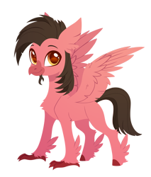 Size: 2420x2835 | Tagged: safe, artist:belka-sempai, derpibooru import, part of a set, oc, oc only, oc:ace play, classical hippogriff, hippogriff, g4, classical hippogriffied, commission, hippogriffied, male, simple background, smiling, solo, species swap, spread wings, transparent background, wings, ych result