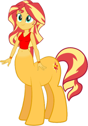 Size: 988x1415 | Tagged: safe, artist:invisibleink, artist:tylerajohnson352, derpibooru import, sunset shimmer, centaur, ponytaur, taur, equestria girls, g4, beautiful, centaur shimmer, centaurified, cute, hooves, simple background, solo, species swap, tail, transparent background, white sclera