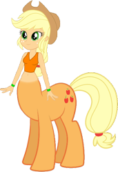 Size: 1034x1510 | Tagged: safe, artist:invisibleink, artist:tylerajohnson352, derpibooru import, applejack, centaur, ponytaur, taur, equestria girls, g4, beautiful, centaurified, centaurjack, cute, hooves, simple background, solo, species swap, tail, transparent background, white sclera