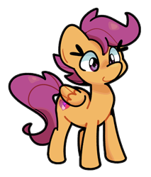 Size: 768x900 | Tagged: safe, artist:kindakismet, derpibooru import, scootaloo, pegasus, pony, g4, cute, cutealoo, female, filly, foal, folded wings, simple background, smiling, solo, transparent background, wings