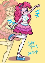 Size: 1240x1754 | Tagged: safe, artist:jully-park, derpibooru import, part of a set, pinkie pie, better together, equestria girls, g4, simple background, solo, yellow background, zoom layer