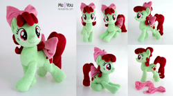 Size: 2600x1446 | Tagged: safe, artist:meplushyou, derpibooru import, oc, oc only, oc:poppy, earth pony, pony, bow, female, filly, foal, hair bow, irl, photo, plushie, solo, tail, tail bow