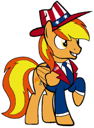 Size: 311x422 | Tagged: safe, artist:noi kincade, derpibooru import, oc, oc only, oc:firey ratchet, pegasus, g4, 4th of july, american independence day, clothes, detective, hat, holiday, male, solo