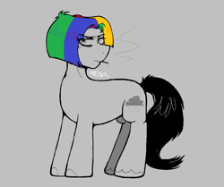 Size: 904x754 | Tagged: safe, artist:dsstoner, oc, oc only, oc:silver lining, earth pony, pony, cigarette, male, multicolored hair, multicolored mane, rainbow hair, smoking, stallion