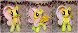 Size: 2560x1100 | Tagged: safe, artist:1stastrastudio, derpibooru import, fluttershy, pony, g4, clothes, hoodie, irl, photo, plushie, socks, solo, striped socks