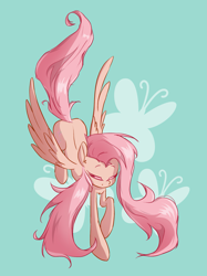 Size: 1969x2626 | Tagged: safe, artist:kaf_pone, derpibooru import, fluttershy, pegasus, pony, g4, eyes closed, female, mare, simple background, solo, spread wings, wings