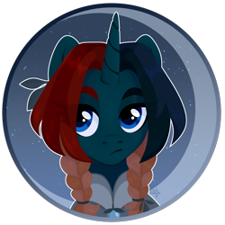 Size: 3000x3000 | Tagged: safe, artist:kabuvee, derpibooru import, oc, oc only, oc:pale moon, pony, unicorn, braid, bust, horn, male, portrait, solo, stallion, unicorn oc