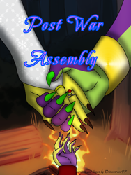 Size: 768x1024 | Tagged: safe, artist:lullabyjak, derpibooru import, spike, oc, oc:igneous, oc:rachel, cover art, hand, jewelry, offspring, parent:oc:rachel, parent:spike, parents:canon x oc, ring, trio, wedding ring