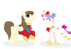 Size: 851x587 | Tagged: safe, artist:shera5, derpibooru import, pound cake, princess flurry heart, alicorn, pegasus, pony, g4, clothes, dress, duo, duo male and female, eyes closed, female, male, mare, older, older flurry heart, older pound cake, ship:poundflurry, shipping, simple background, stallion, straight, wedding dress, wedding suit, white background