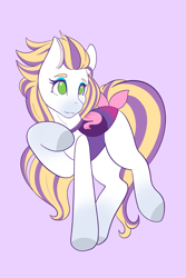 Size: 1365x2048 | Tagged: safe, artist:mscolorsplash, derpibooru import, horse, 2024, clothes, female, finley (wild manes), mare, purple background, raised hoof, raised leg, signature, simple background, solo, unshorn fetlocks, wild manes