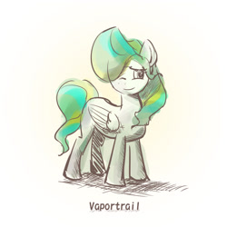 Size: 1024x1024 | Tagged: safe, artist:0slowdragonfly0, derpibooru import, vapor trail, pegasus, pony, g4, female, gradient background, hair over one eye, mare, solo