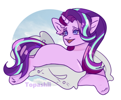 Size: 2185x1810 | Tagged: safe, artist:edainart, derpibooru import, starlight glimmer, unicorn, horn, pillow, sky, solo