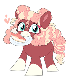 Size: 1280x1436 | Tagged: safe, artist:dilfistic, derpibooru import, oc, oc only, oc:darcie pie, earth pony, pony, female, filly, foal, food, mouth hold, pie, simple background, solo, transparent background