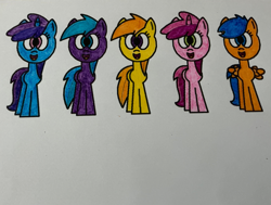 Size: 2031x1536 | Tagged: safe, artist:maddiedraws5678, derpibooru import, first base, liza doolots, noi, petunia, ruby pinch, tootsie flute, earth pony, pegasus, pony, unicorn, g4, adorabase, alternate mane five, alternate universe, aura (g4), aurabetes, classmates, colored, coloring page, cute, female, filly, filly five, foal, girly girl, group, horn, noiabetes, open mouth, open smile, pegasus first base, pinchybetes, quintet, race swap, simple background, smiling, tomboy, tootsie cute, white background