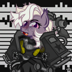 Size: 1024x1024 | Tagged: safe, artist:devorierdeos, derpibooru import, oc, oc only, oc:rouge cola, bat pony, pony, fallout equestria, armor, armored pony, bust, portrait, power armor, solo