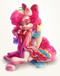 Size: 3000x3800 | Tagged: safe, artist:unt3n, derpibooru import, oc, oc only, oc:sky sorbet, pegasus, pony, bow, bust, clothes, curls, curly hair, dress, simple background, solo