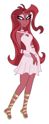 Size: 1112x2776 | Tagged: safe, artist:robertsonskywa1, derpibooru import, oc, oc only, oc:mezma, siren, equestria girls, g4, barely eqg related, clothes, disguise, disguised siren, dress, female, hazbin hotel, hellaverse, photo, sandals, simple background, slender, solo, thin, transparent background