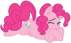 Size: 875x527 | Tagged: safe, artist:noi kincade, derpibooru import, pinkie pie, earth pony, pony, g4, beautiful, female, looking at you, lying down, mare, one eye closed, prone, simple background, smiling, smiling at you, solo, stupid sexy pinkie, sultry pose, transparent background