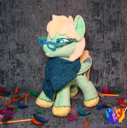 Size: 2277x2304 | Tagged: safe, artist:1stastrastudio, derpibooru import, oc, oc only, oc:dawn shy, pegasus, pony, glasses, irl, photo, plushie, solo