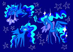 Size: 1260x900 | Tagged: safe, artist:msponies, derpibooru import, princess luna, alicorn, pony, g4, blue background, crying, simple background, solo, sparkles