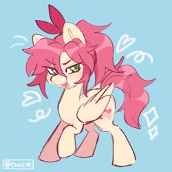 Size: 1200x1200 | Tagged: safe, artist:cuiicie, derpibooru import, oc, oc only, oc:strawberry splash, pegasus, female, open mouth, simple background, solo