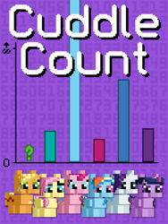 Size: 1008x1344 | Tagged: safe, artist:silk-rose, derpibooru import, applejack, fluttershy, pinkie pie, rainbow dash, rarity, twilight sparkle, twilight sparkle (alicorn), alicorn, g4, arrow, bar chart, chart, cover, cover art, digital art, drop shadow, infinity, love and tolerance resource pack, mane six, minecraft, numbers, pixel art, question mark, text