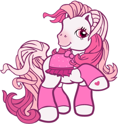 Size: 1236x1299 | Tagged: safe, artist:razzaroola, derpibooru import, earth pony, horse, pony, g3, base used, candi (wild manes), clothes, female, leg warmers, pink mane, ponified, species swap, wild manes