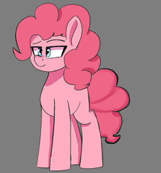 Size: 1867x2000 | Tagged: safe, artist:psychotix, derpibooru import, pinkie pie, earth pony, g4, cel shading, clip studio paint, confused, gray background, lidded eyes, missing cutie mark, shading, simple background, simple shading, solo