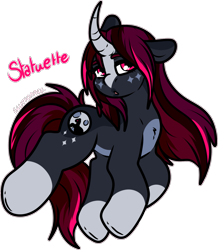 Size: 1601x1835 | Tagged: safe, artist:sexygoatgod, derpibooru import, oc, oc only, oc:statuette, unicorn, female, horn, mare, simple background, solo, transparent background