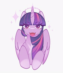 Size: 1381x1600 | Tagged: safe, artist:sarpiza_, derpibooru import, twilight sparkle, twilight sparkle (alicorn), alicorn, pony, g4, bust, cute, female, looking at you, mare, open mouth, open smile, simple background, smiling, smiling at you, solo, twiabetes, white background