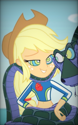 Size: 643x1024 | Tagged: safe, artist:ticklehypno, derpibooru import, edit, edited screencap, screencap, applejack, human, snake, equestria girls, g4, applebetes, applejack's hat, clothes, coils, cowboy hat, cute, duo, female, freckles, grin, hat, hypno eyes, hypnojack, hypnosis, hypnotized, kaa, kaa eyes, lidded eyes, looking at each other, looking at someone, male, smiling, smiling at each other, snake tail, swimsuit, tail, wrapped snugly, wrapped up