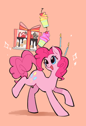 Size: 744x1094 | Tagged: safe, artist:butterfoliage, derpibooru import, pinkie pie, earth pony, pony, g4, cake, candle, cute, diapinkes, female, food, mare, smiling, solo